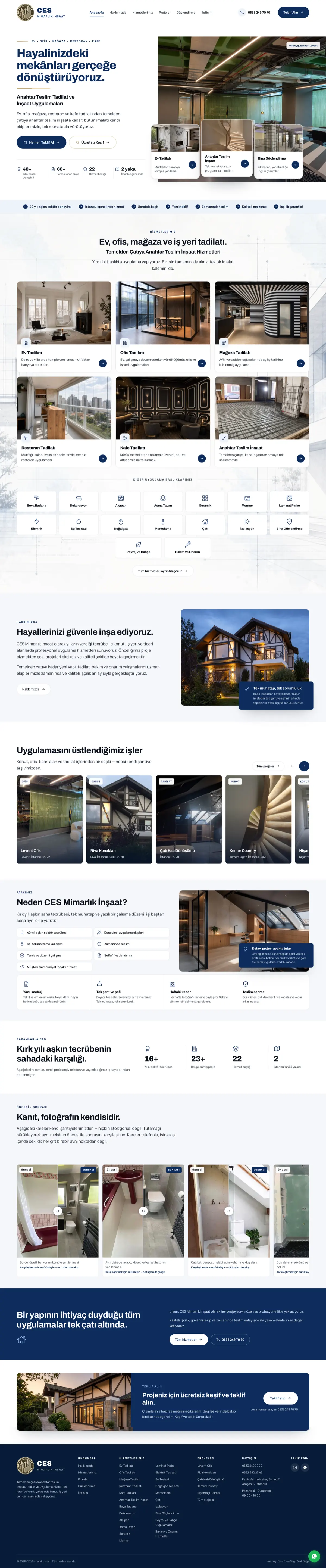 CES Mimarlık mimarlık ve inşaat firması web sitesi ana sayfası